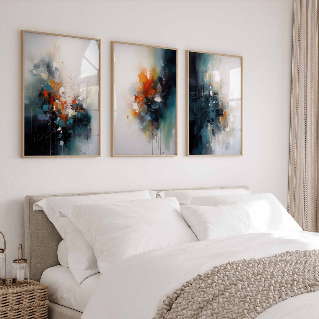 Navy Blue Wall Art Set of 3 Printable Wall Art Modern Wall Art Blue Abstract Art Modern Poster