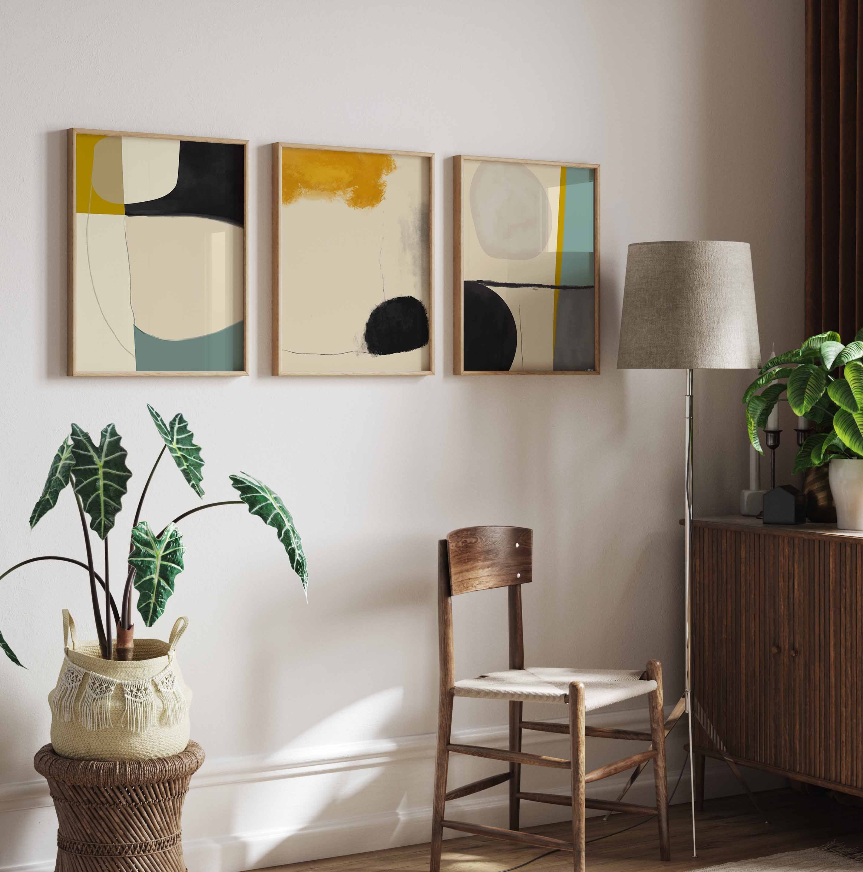 Abstract Art Print Set Modern Neutral Abstract Gallery Wall Art Set of ...
