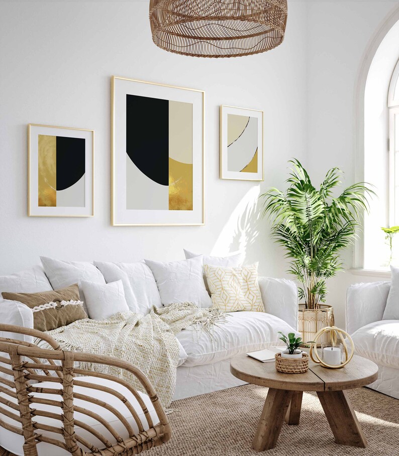 Minimal Mid Century Abstract Wall Art, Modern Wall Art Print Set of 3 ...