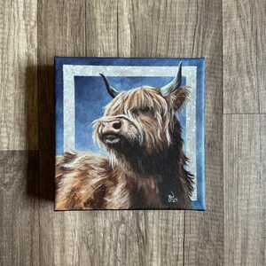 6x6 Highland Cow 1 ORIGINAL Acrylic Painting