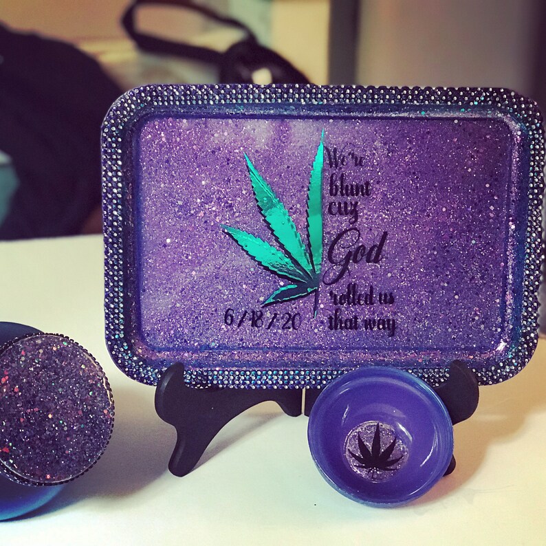 Custom Purple Glitter Rolling Tray Etsy