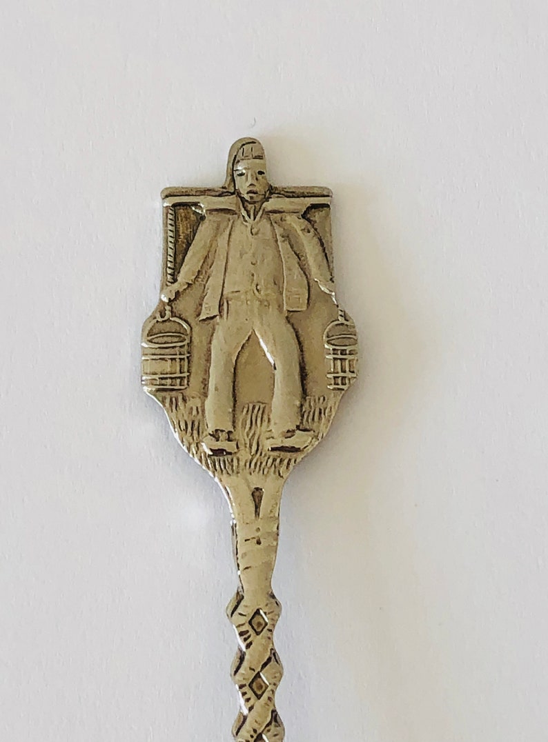 Collectors Spoon NETHERLANDS Souvenir Collectors Spoon Collectors Tea Spoon Vintage SILVER Souvenir SPOON Dutch Man With Pails