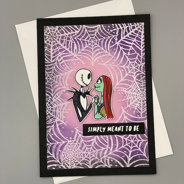 Jack & Sally - The Nightmare Before Christmas Shaker Greeting Card, Sweetest Day Card, Valentines Day Card, Anniversary Card, Wedding Card