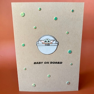 Bebé Yoda - Tarjeta de felicitación de bebé a bordo, padres que esperan, madre que espera, nuevo bebé, adopción, tarjeta de baby shower