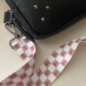 Pink Checker Skull Bag Strap