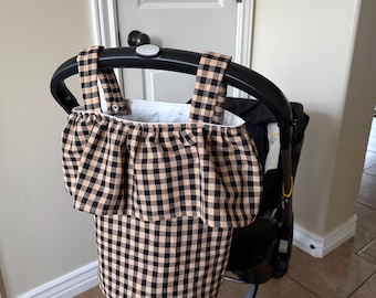 CUSTOM Message before ordering Ruffle Stoller Caddy Bag/ Removable Stroller Caddy/ Stroller Organizer Bag/Round Ruffle Stroller Bag