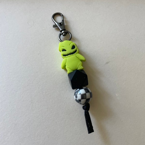 Bright Green Monster Beaded Keychain