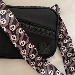 Black Wavy Skull Bag Strap
