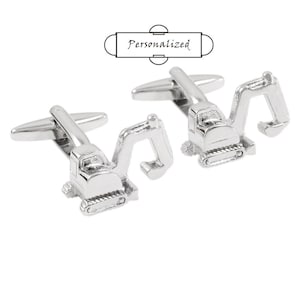 Personalized Cuff Links,Excavator Cuff Links, Excavating Machinery Cufflinks, Custom Any Engineering Vehicle Cufflinks, Driver Cuff Links,