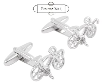 Personalized Cuff Racing Bike Bicycle Cycling Cufflinks & Engraved Gift Box (X2AJ218) - Novelty Cufflinks, Quirky Cufflinks