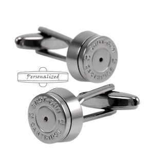 9mm Bullet Cufflinks Cuff Links Bullet Shell Casings SteamPunk Victorian Wedding Police Groomsmen metal Shell case cuff links initials