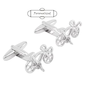 Gepersonaliseerde manchet racing fiets fiets manchetknopen & gegraveerde geschenkdoos (X2AJ218) - Nieuwigheid manchetknopen, eigenzinnige manchetknopen