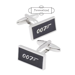 Gepersonaliseerde manchet 007 JAMES BOND LENS manchetknopen - Cult Film Movie Memorabilia - Verzilverde manchetknopen in presentatiedoos of geschenktas