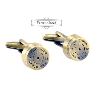 Spinki do mankietów 9 mm Bullet Spinki do mankietów Shell Shells SteamPunk Victorian Wedding Police Groomsmen metalowe Spinki do mankietów Shell Case inicjały
