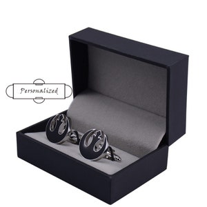 Unique art nouveau star wars wedding cufflinks-Personalized custom engraved initials monogram cufflinks，planet earth jewelry cuff links+box