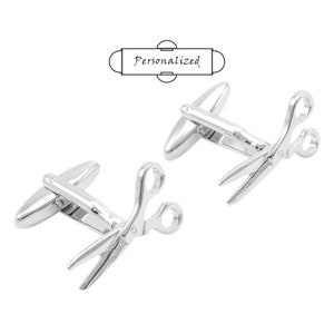 Personalisierte Manschettenknöpfe, Scheren Manschettenknöpfe Silber Friseur Friseur Friseur Shop Manschettenknöpfe, Manschettenknöpfe ein Paar Scheren Hochzeit