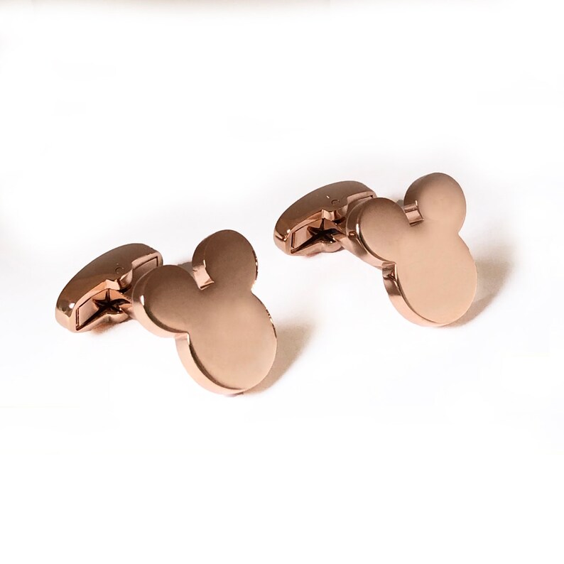 Mickey Mouse Ears Cufflinks Handwriting Rose Gold Mickey Ear Etsy