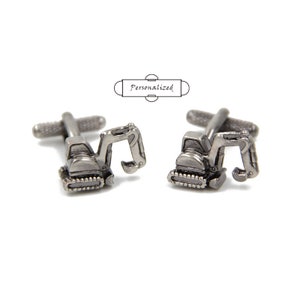 Personalized Cuff Links,Excavator Cuff Links, Excavating Machinery Cufflinks, Custom Any Engineering Vehicle Cufflinks, Driver Cuff Links,