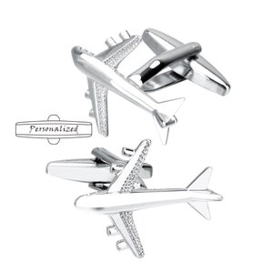 Unique novelty Boeing airliner Cufflinks-Personalized custom engraved alphabet Pilot aircraft Cufflinks+box