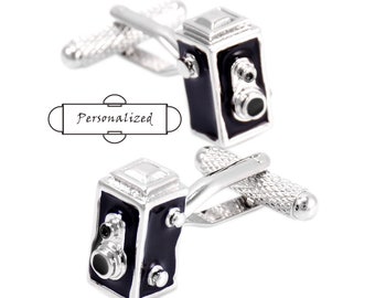 Personalized unique vintage camera Cuff Links，Handwriting CuffLinks,Wedding Gift for Husband,custom photo cufflinks wedding cufflinks+ box