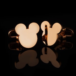 mickey mouse ears cufflinks Handwriting Rose gold mickey ear Cufflinks Custom disney ear Cufflinks Groom Personalized Wedding Cuff links