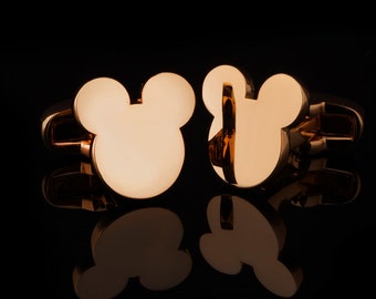 mickey mouse ears cufflinks Handwriting Rose gold mickey ear Cufflinks Custom disney ear Cufflinks Groom Personalized Wedding Cuff links