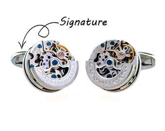 Wedding Cufflinks, Watch Movement 16mm Cufflinks Steampunk Vintage, Groom Gift, Steampunk Cuff Links Groomsmen Gifts Watch Cufflinks