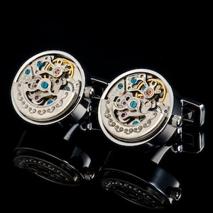 Luxury Handcrafted Watch Movement Cufflinks Watch movement cufflinks/clock cufflinks/watch cufflinks steampunk cufflinks/men's jewelry gift