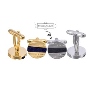 Manschettenknöpfe mit Namen - Manschettenknöpfe mit Glimmer - Gold Perlen Manschettenknöpfe mit Namen - Hochzeit Manschettenknöpfe für Trauzeugen