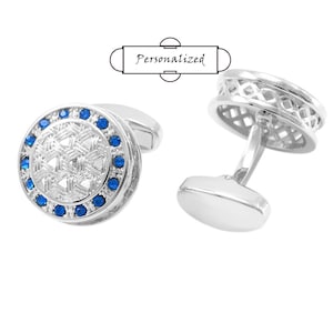 Personalized Cuff Links,Blue Crystal Cufflinks- wedding cufflinks - cufflinks for him - Something Blue- Minimalist Cufflinks