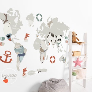 Kinderweltkarte Max Fabric Vinyl Personalisiertes Vinyl