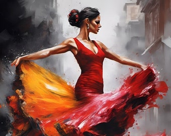 Flamenco Dancer original paintings, modern art, original paintings, Dance paintings, modern paintings.