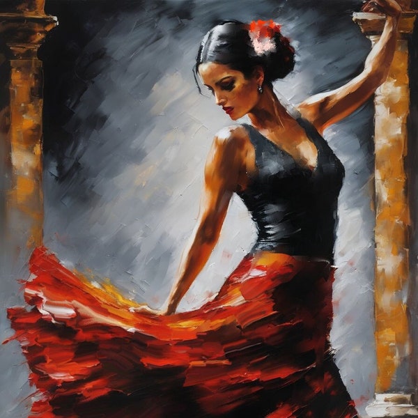 Peintures de danseurs de flamenco, art moderne, peintures originales, peintures de danse, peintures modernes.