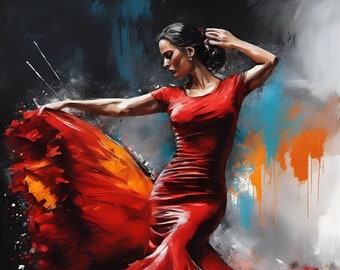 Flamenco Dancer original paintings, modern art, original paintings, Dance paintings, modern paintings.