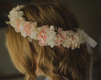 Celine crown in stabilized flowers, two-coloured floral crown, boho wedding crown