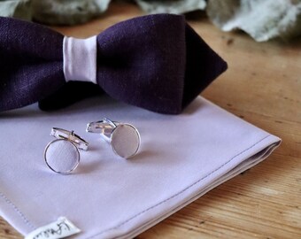 Violet and Mauve bow ties, wedding bow ties, married bow tie, clutch and cufflinks