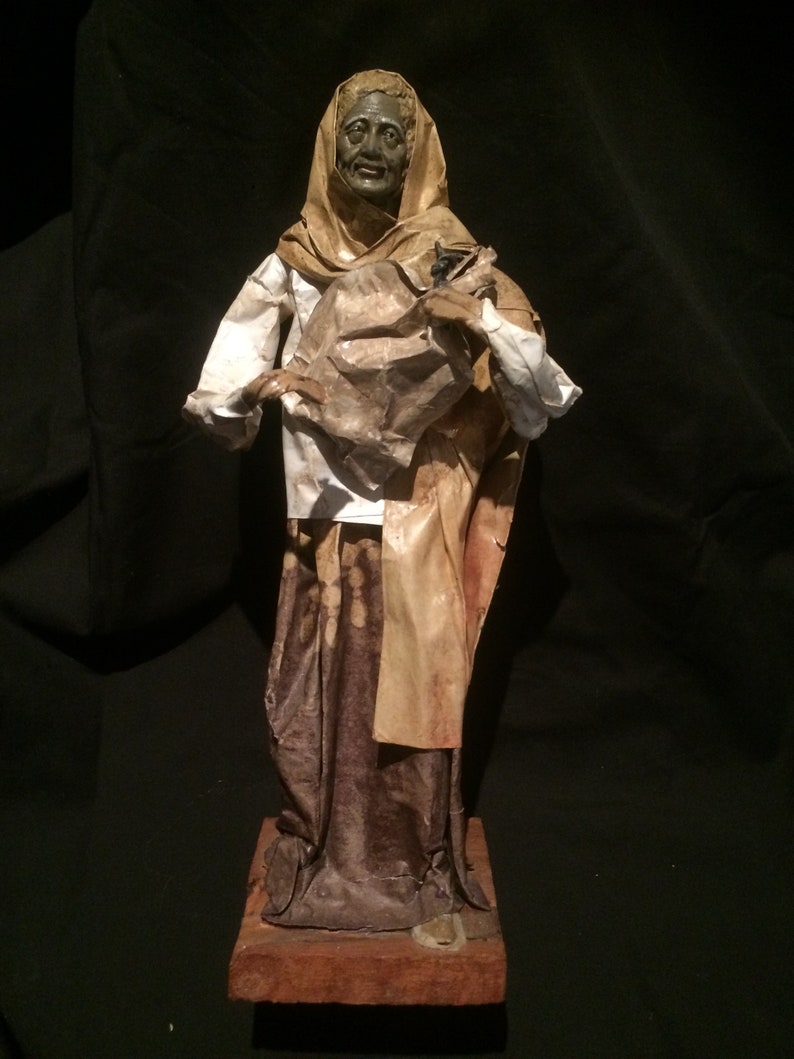 Vintage paper mache figure of old woman Mexican hand crafted Etsy