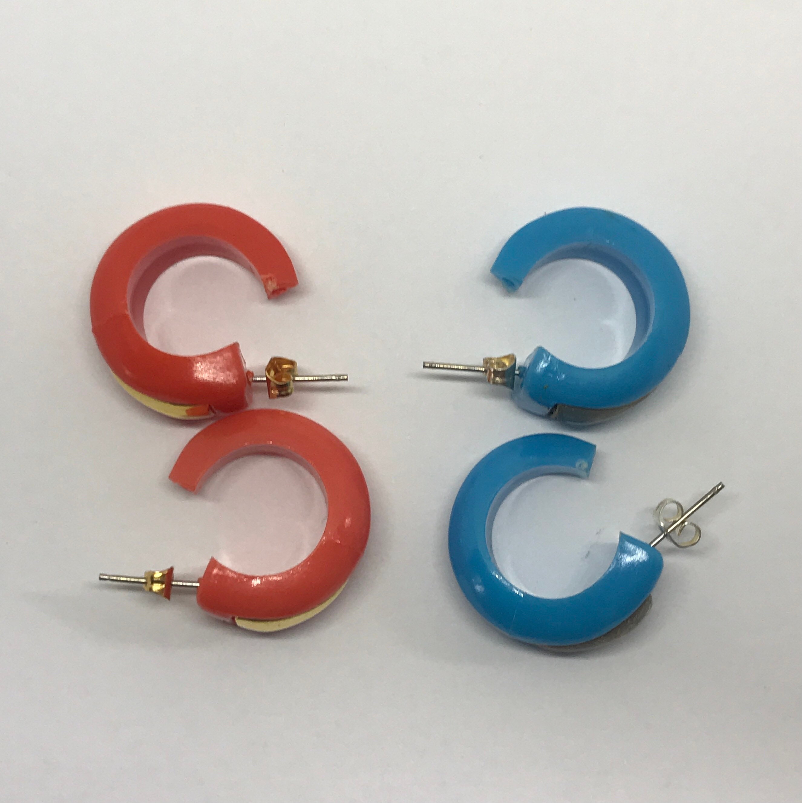 Boucles D'oreilles Vintage Années 70 - Pièce Unique - Multicouleur - Occasion Bon état