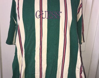 green striped guess shirt