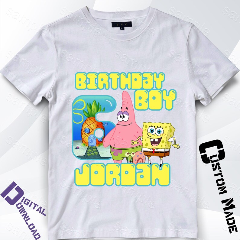 Spongebob Iron On Transfer Spongebob Birthday Shirt Design Etsy