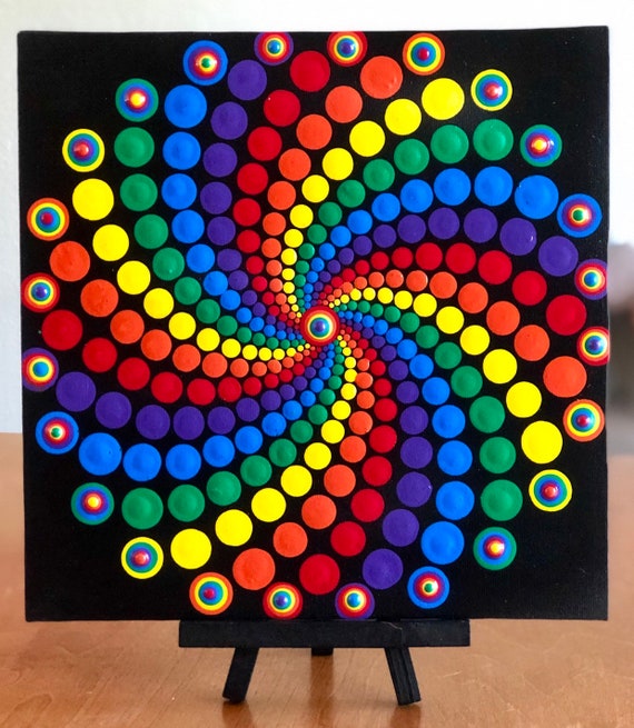 Rainbow Spiral Dot Mandala Pattern 