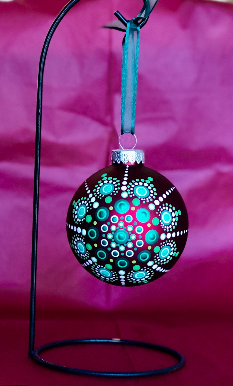 striking-snowflake-dot-mandala-on-red-glass-ball-ornament-etsy