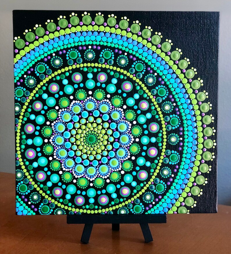 Stunning offset Dot Mandala on canvas board 8 x 8 Etsy