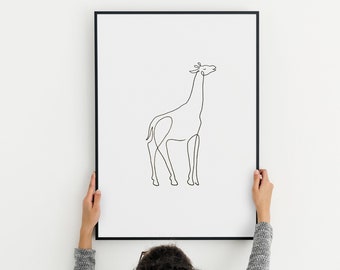Giraffe Line Art Print: Minimalist Safari Animal (Digital Download)