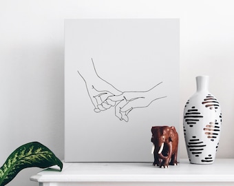 Holding Hands Line Art Print: Minimalist Couple Drawing (Digital Download)