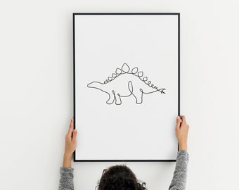 Stegosaurus Line Art Print: Minimalist Dinosaur Poster (Digital Download)