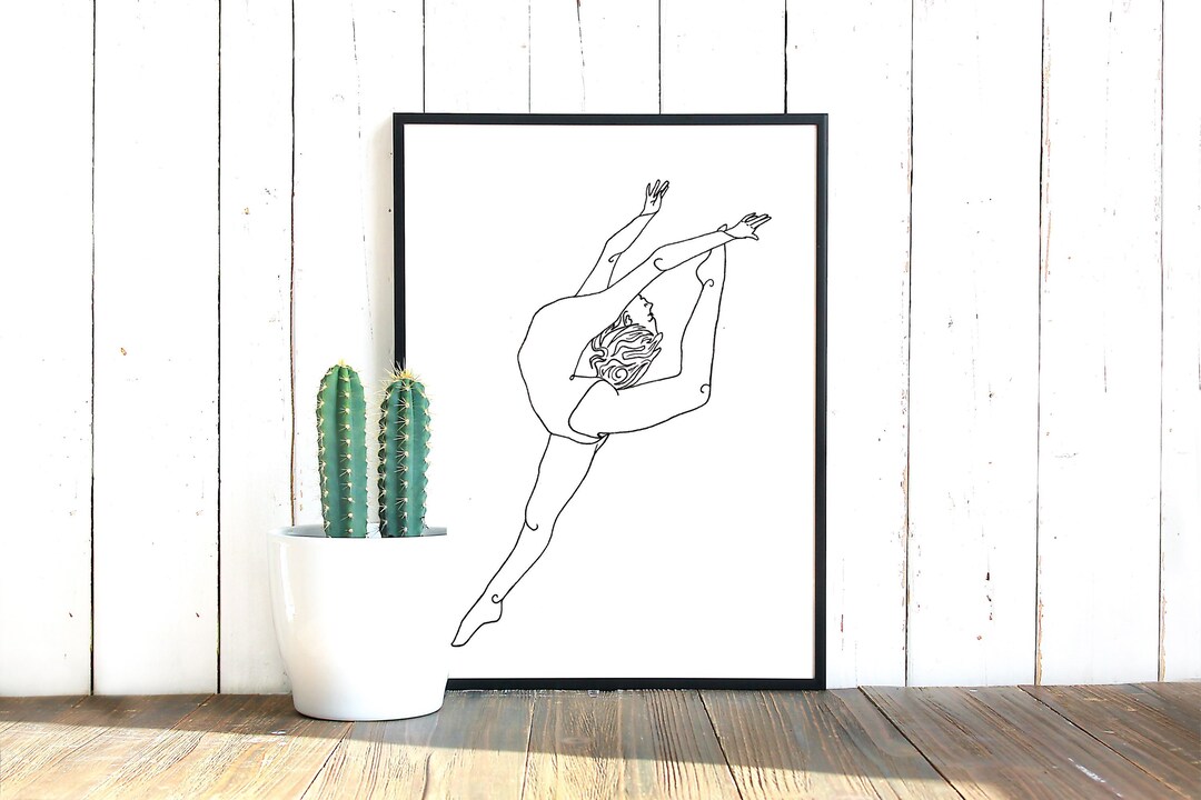 Digital Print Gymnastics Gymnast Print Poster Art Black and - Etsy