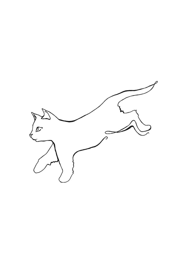 Digital Print Cat Jumping Line Drawing, Cat Line Art, Cat Print,  Downloadable Printable Digital Print Poster, Wall Art Décor, Pet Art - Etsy