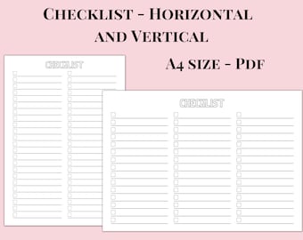 Blanco A4-checklist afdrukbaar, horizontaal en verticaal (pdf-download)