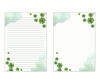 St Patricks Day Stationery, Green Floral Writing Paper (Digital Download)